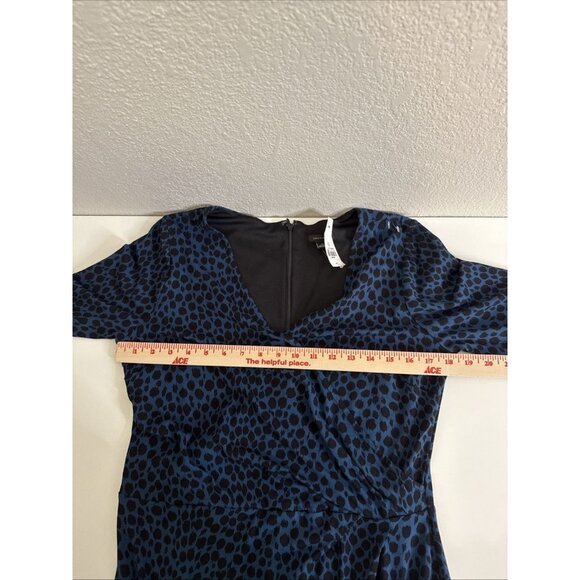 New ANN TAYLOR Black Blue Leopard Print Faux Wrap Dress Size 10 Stretch $98 NWT - Picture 10 of 12